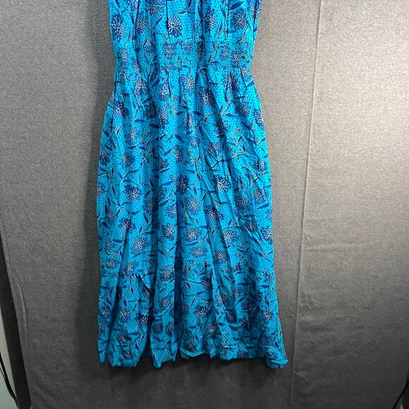 Destination 365 Short-Sleeve Midi Dress with Smo Turquoise Floral Size Small - Picture 12 of 13